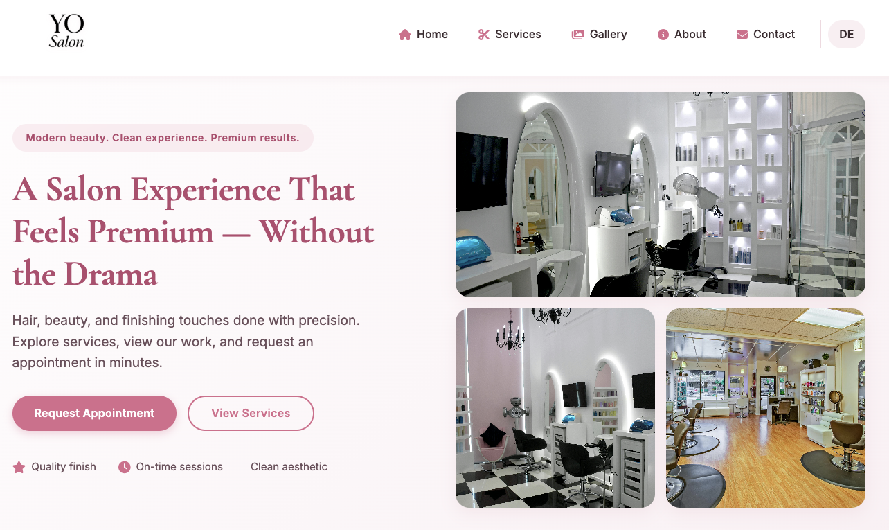 YO Salon project preview